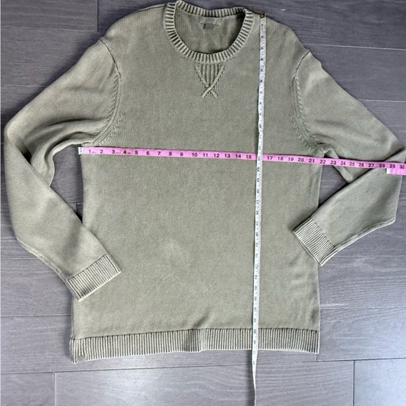Barefoot Dreams Sunbleached Men's Pullover L Crewneck Sweater Military Olive - Picture 13 of 14